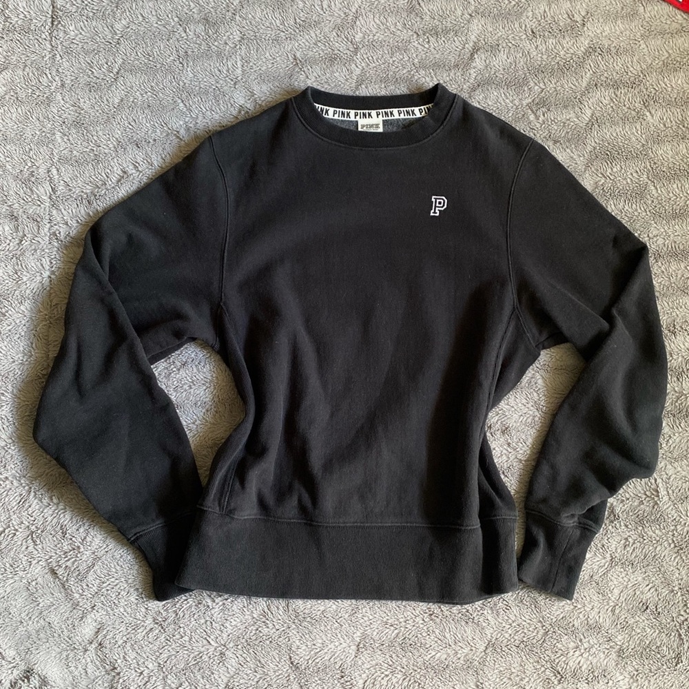 PINK Victoria secret black crew neck sweater XS